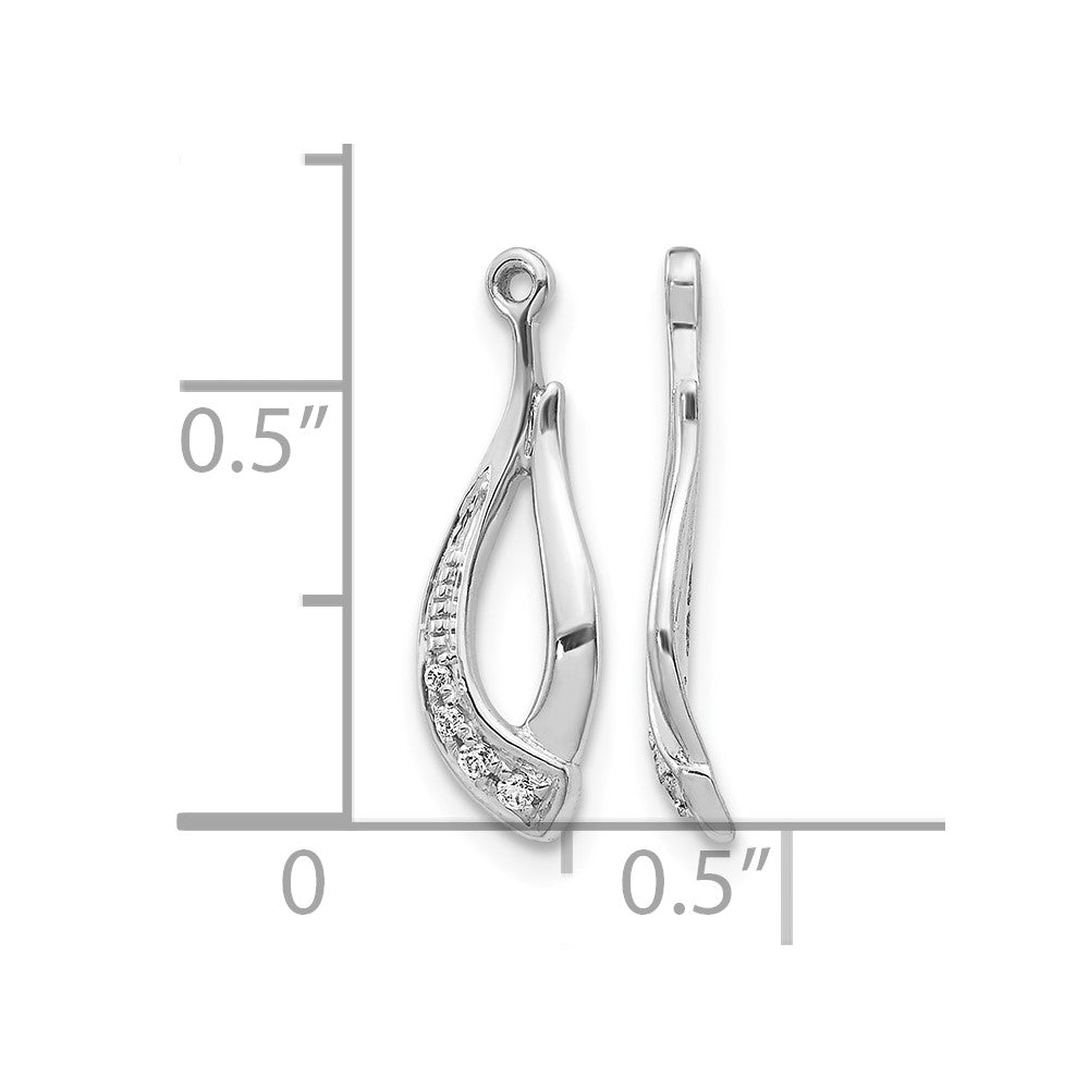 14k White Gold Twisted Teardrop 1/20 carat Diamond Earring Jackets