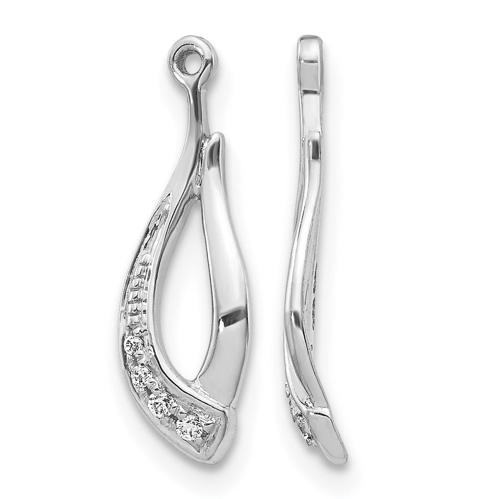 14k White Gold Twisted Teardrop 1/20 carat Diamond Earring Jackets
