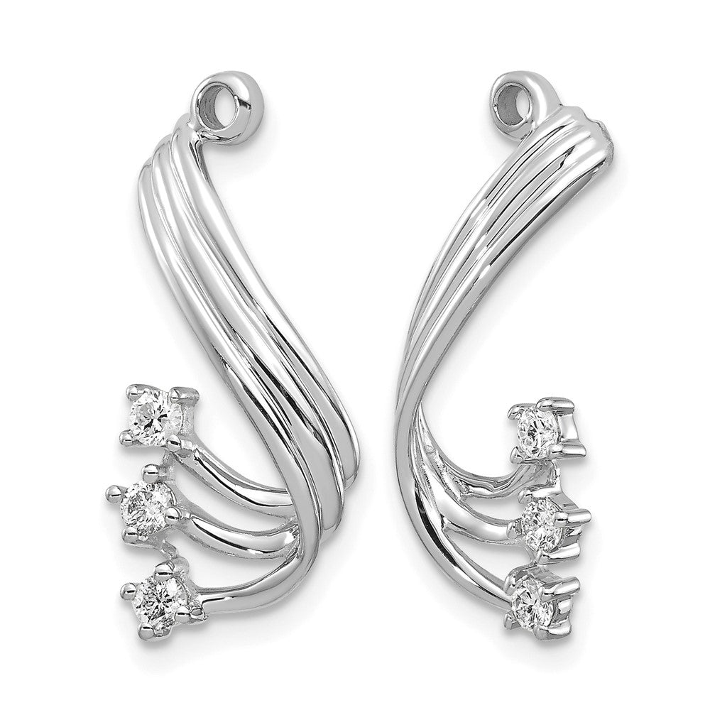 14k White Gold 1/5 carat AA Diamond Fancy Twist Earring Jackets
