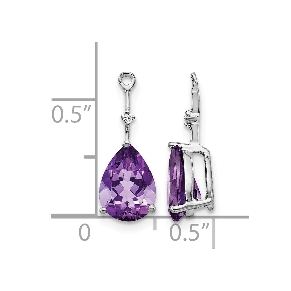 14k White Gold Diamond and 8x6 Pear Amethyst Earring Jackets