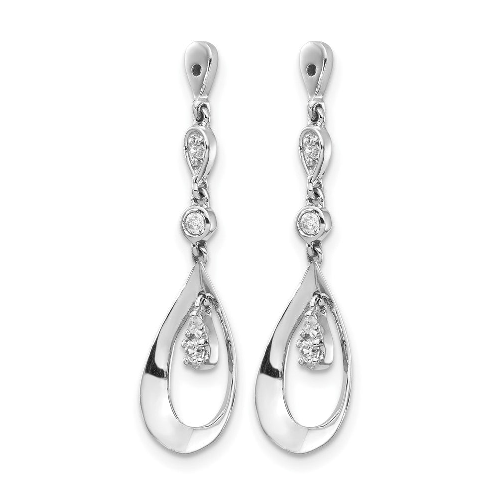 14k White Gold 1/8 carat Diamond Teardrop Dangle Earring Jackets