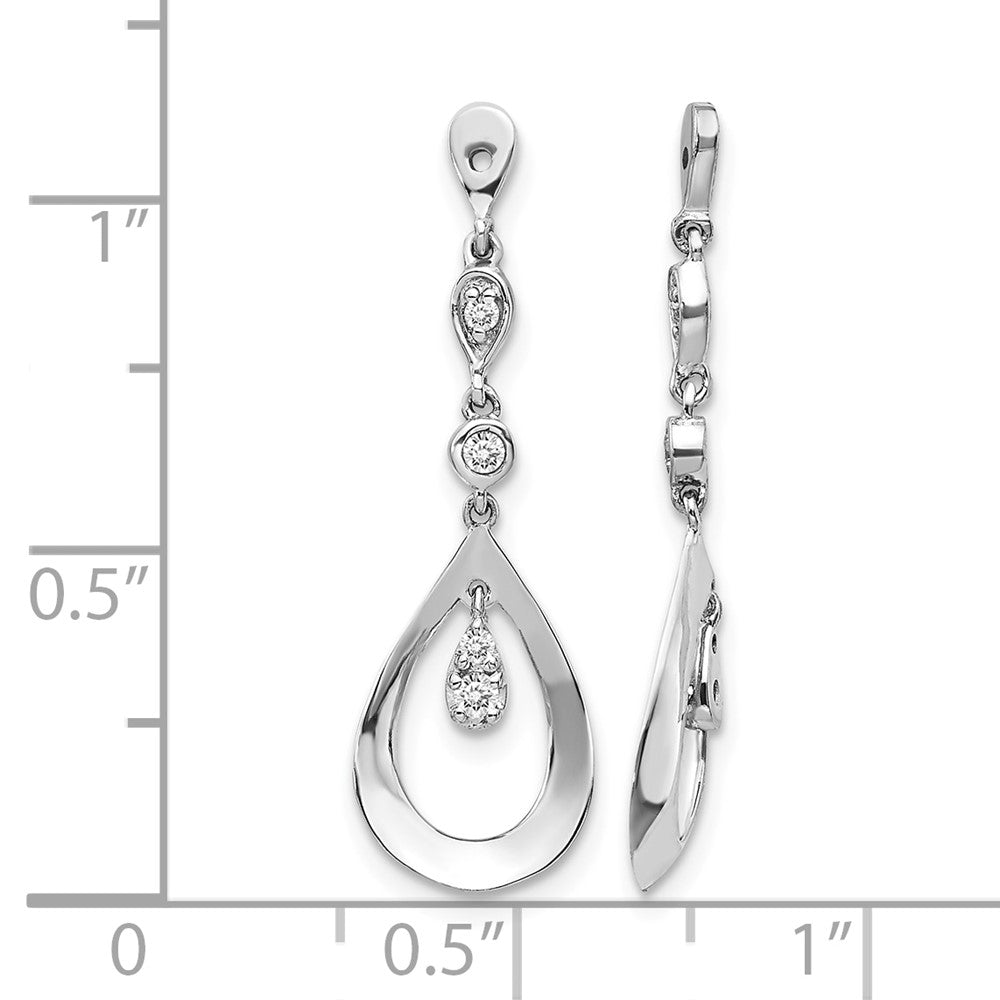 14k White Gold 1/8 carat Diamond Teardrop Dangle Earring Jackets