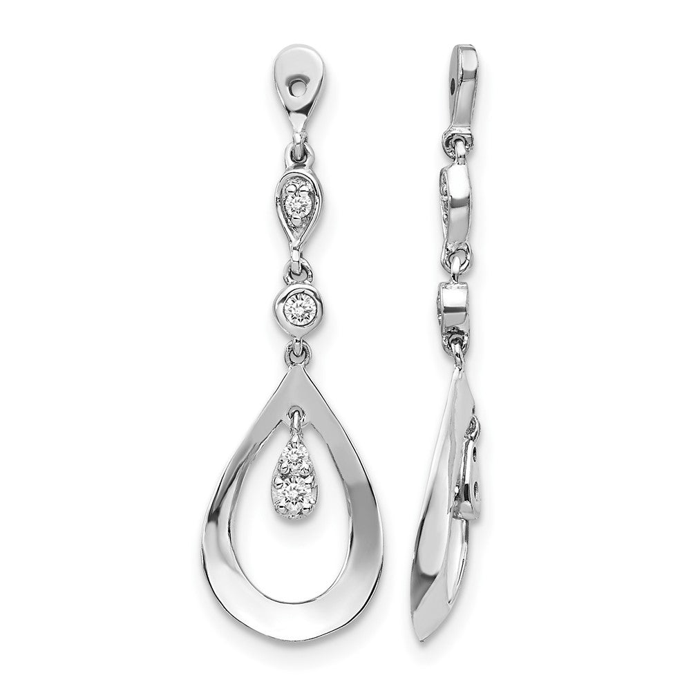 14k White Gold 1/8 carat Diamond Teardrop Dangle Earring Jackets