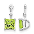 14k White Gold Diamond and 5mm Square Peridot Earring Jackets