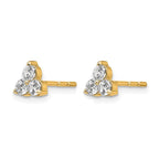 True Origin 14K Yellow Gold 1/2 carat Lab Grown Diamond VS+ F+ Complete Three Stone Post Stud Earrings