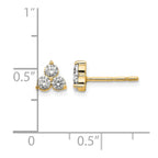 True Origin 14K Yellow Gold 1/2 carat Lab Grown Diamond VS+ F+ Complete Three Stone Post Stud Earrings
