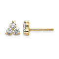 True Origin 14K Yellow Gold 1/2 carat Lab Grown Diamond VS+ F+ Complete Three Stone Post Stud Earrings