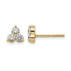 True Origin 14K Yellow Gold 1/2 carat Lab Grown Diamond VS+ F+ Complete Three Stone Post Stud Earrings