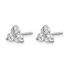 True Origin 14K White Gold 3/4 carat Lab Grown Diamond VS+ F+ Complete Three Stone Post Stud Earrings