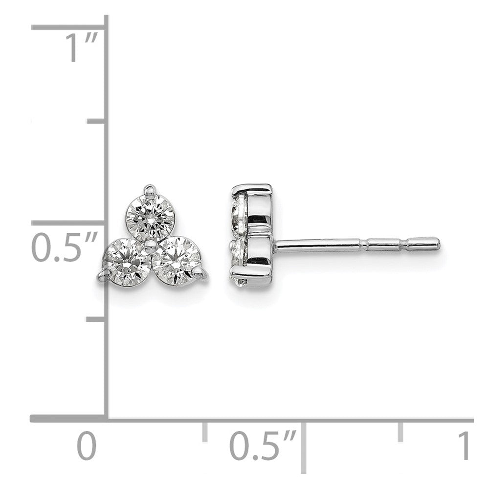 True Origin 14K White Gold 3/4 carat Lab Grown Diamond VS+ F+ Complete Three Stone Post Stud Earrings