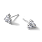 True Origin 14K White Gold 3/4 carat Lab Grown Diamond VS+ F+ Complete Three Stone Post Stud Earrings