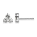 True Origin 14K White Gold 3/4 carat Lab Grown Diamond VS+ F+ Complete Three Stone Post Stud Earrings