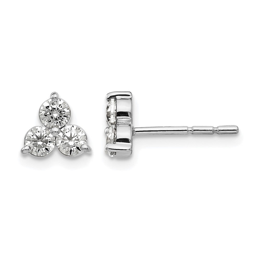 True Origin 14K White Gold 3/4 carat Lab Grown Diamond VS+ F+ Complete Three Stone Post Stud Earrings