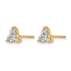 True Origin 14K Yellow Gold 3/4 carat Lab Grown Diamond VS+ F+ Complete Three Stone Post Stud Earrings