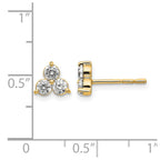 True Origin 14K Yellow Gold 3/4 carat Lab Grown Diamond VS+ F+ Complete Three Stone Post Stud Earrings
