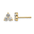 True Origin 14K Yellow Gold 3/4 carat Lab Grown Diamond VS+ F+ Complete Three Stone Post Stud Earrings