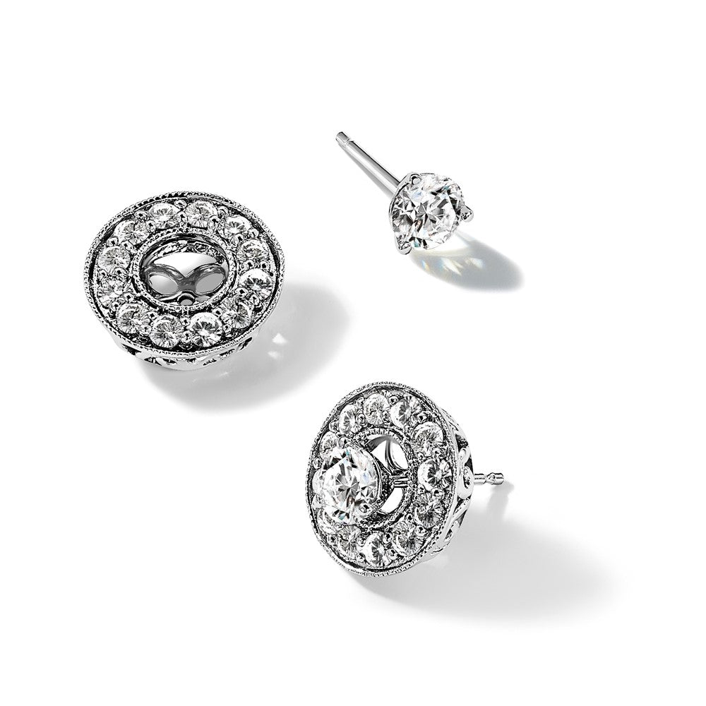True Origin 14K White Gold 1 carat Lab Grown Diamond VS+ F+ for 5-5.5mm Studs Complete Earring Jackets