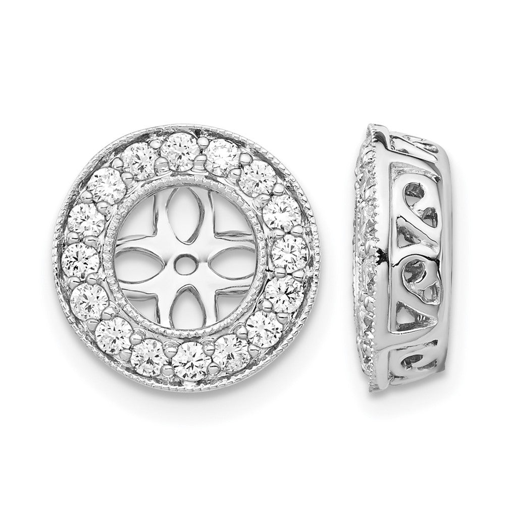 True Origin 14K White Gold 1/2 carat Lab Grown Diamond VS+ F+ for 5.5-6mm Studs Complete Earring Jackets