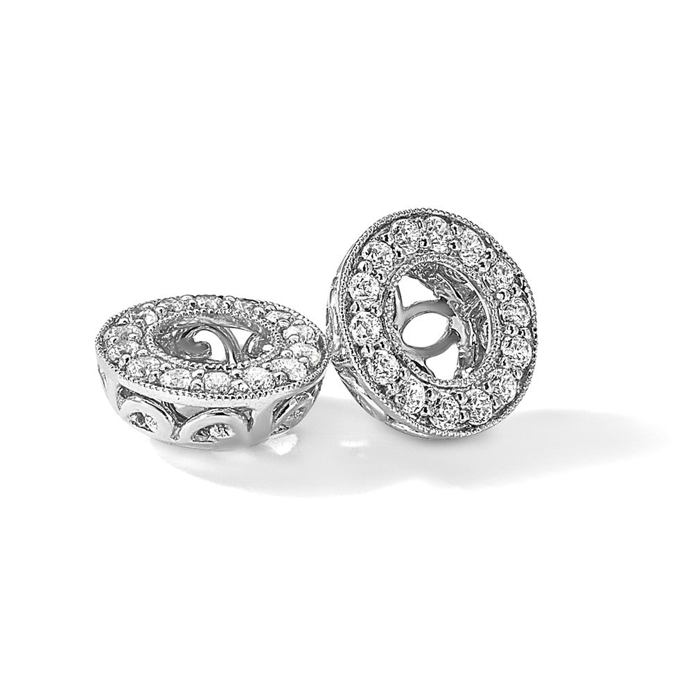 True Origin 14K White Gold 1 carat Lab Grown Diamond VS+ F+ for 6-6.5mm Studs Complete Earring Jackets