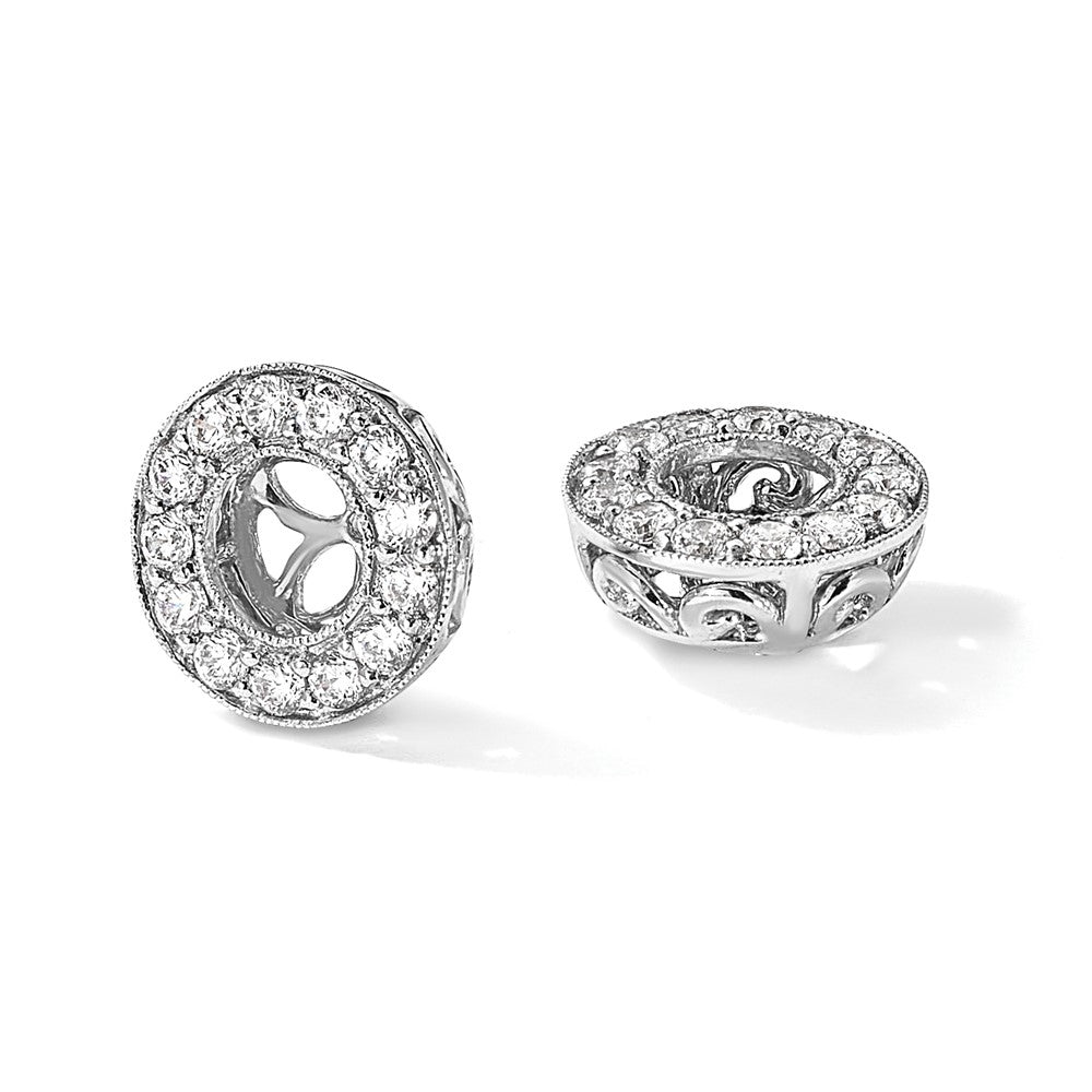 True Origin 14K White Gold 1 1/4 carat Lab Grown Diamond VS+ F+ for 6-6.5mm Studs Complete Earring Jackets