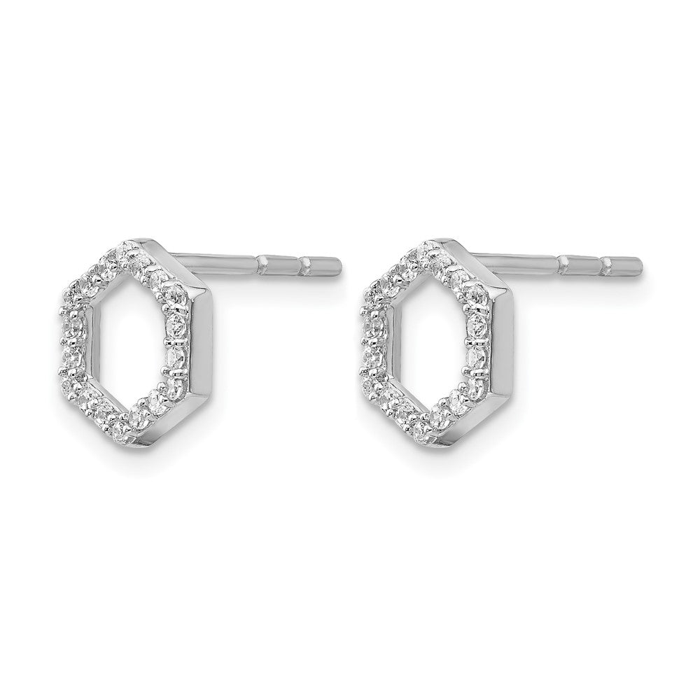 True Origin 14K White Gold 1/5 carat Lab Grown Diamond VS+ F+ Complete Hexagon Post Earrings