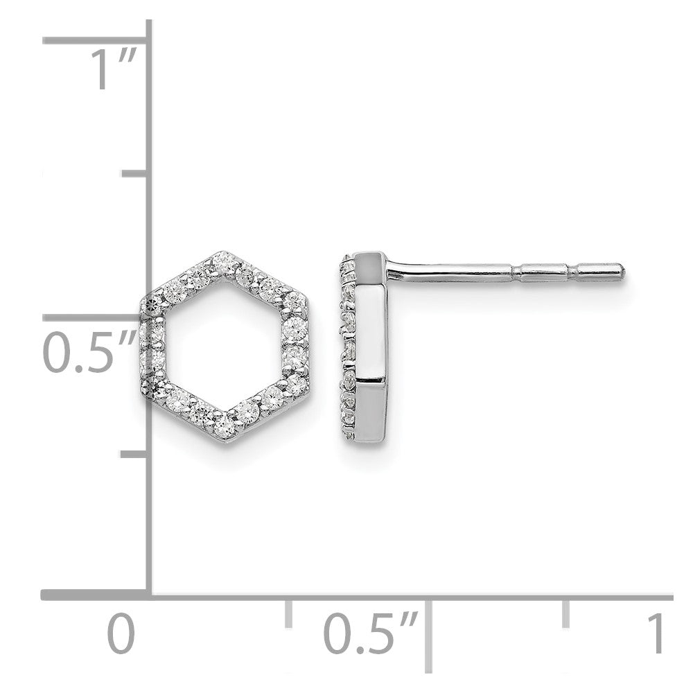 True Origin 14K White Gold 1/5 carat Lab Grown Diamond VS+ F+ Complete Hexagon Post Earrings