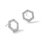 True Origin 14K White Gold 1/5 carat Lab Grown Diamond VS+ F+ Complete Hexagon Post Earrings