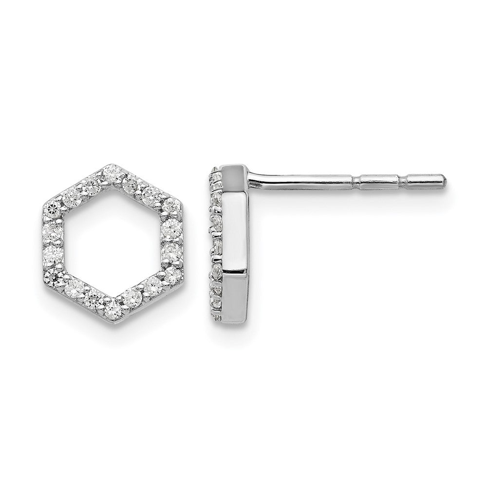 True Origin 14K White Gold 1/5 carat Lab Grown Diamond VS+ F+ Complete Hexagon Post Earrings