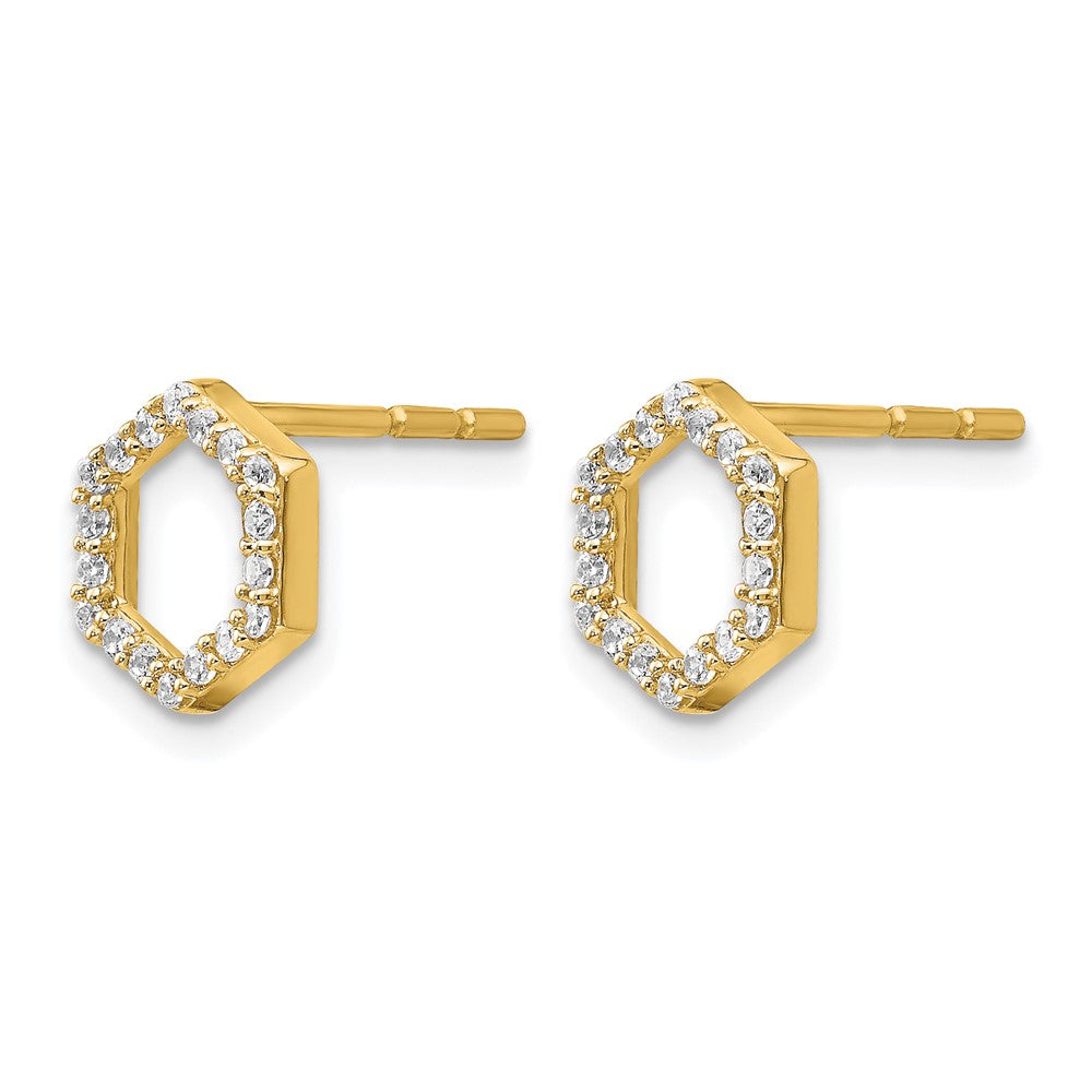 True Origin 14K Yellow Gold 1/5 carat Lab Grown Diamond VS+ F+ Complete Hexagon Post Earrings