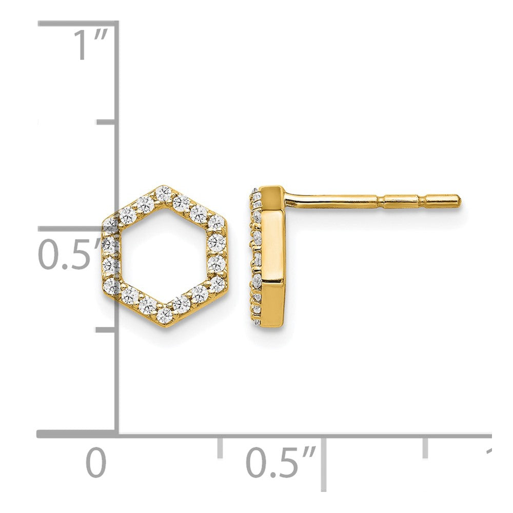 True Origin 14K Yellow Gold 1/5 carat Lab Grown Diamond VS+ F+ Complete Hexagon Post Earrings