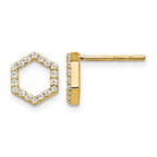 True Origin 14K Yellow Gold 1/5 carat Lab Grown Diamond VS+ F+ Complete Hexagon Post Earrings