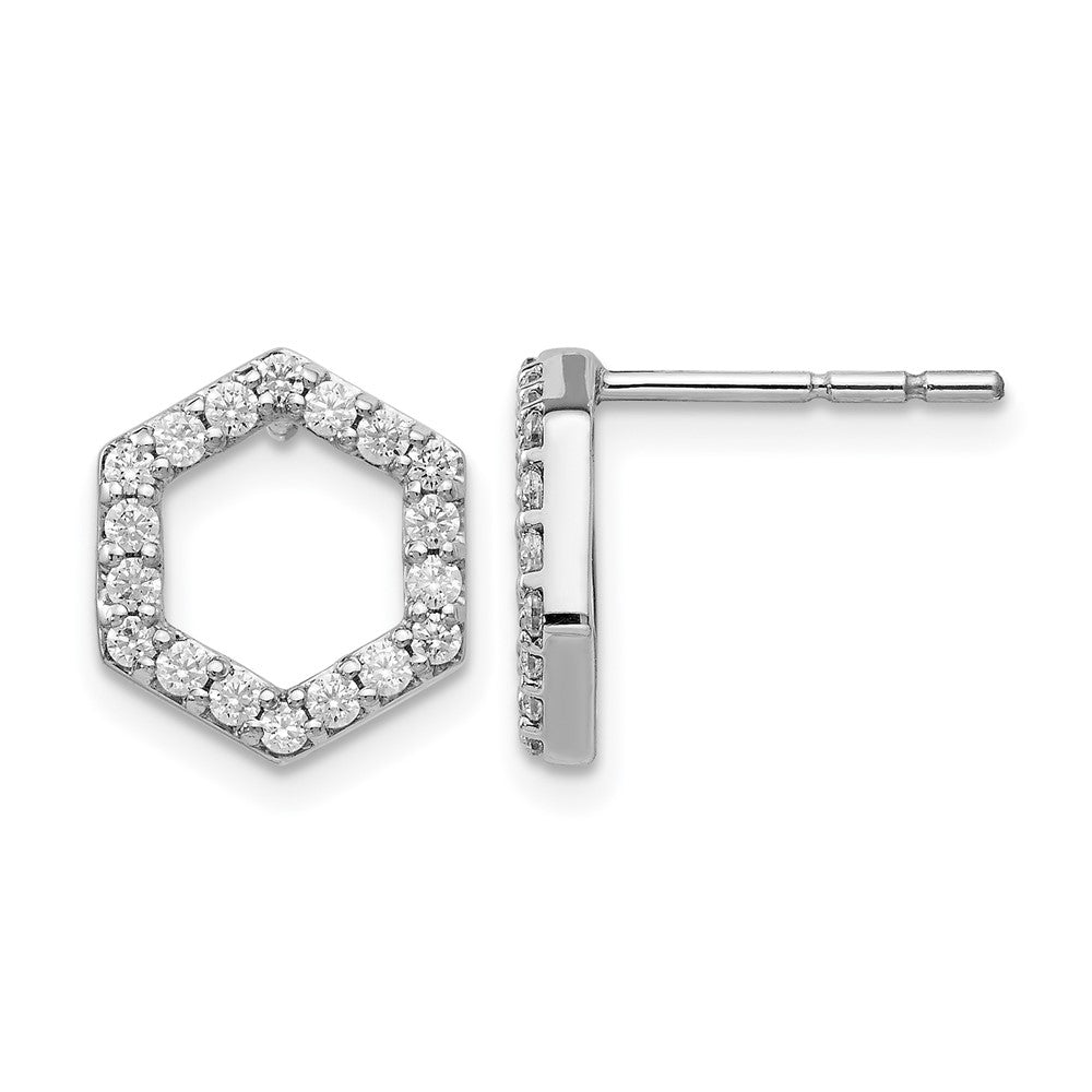 True Origin 14K White Gold 1/2 carat Lab Grown Diamond VS+ F+ Complete Hexagon Post Earrings