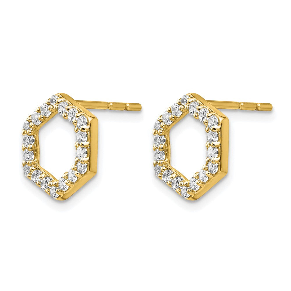 True Origin 14K Yellow Gold 1/2 carat Lab Grown Diamond VS+ F+ Complete Hexagon Post Earrings