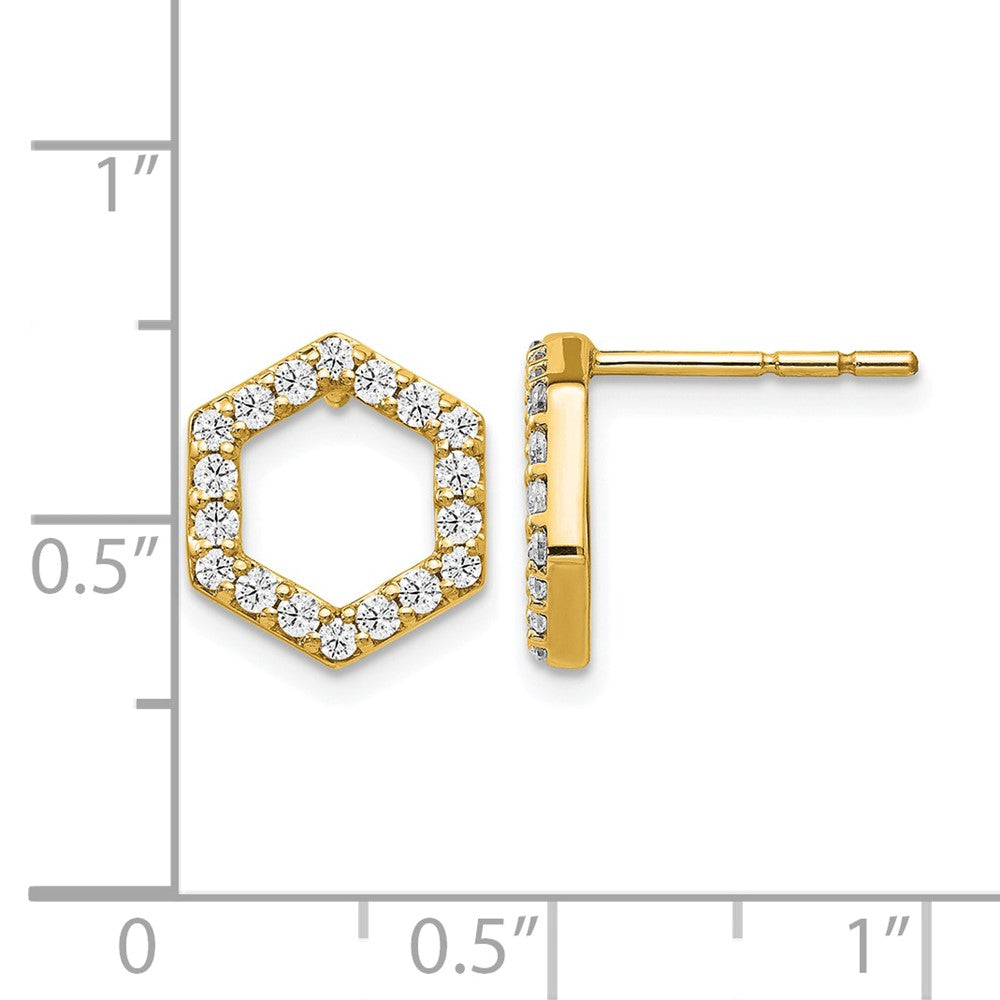 True Origin 14K Yellow Gold 1/2 carat Lab Grown Diamond VS+ F+ Complete Hexagon Post Earrings