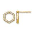 True Origin 14K Yellow Gold 1/2 carat Lab Grown Diamond VS+ F+ Complete Hexagon Post Earrings