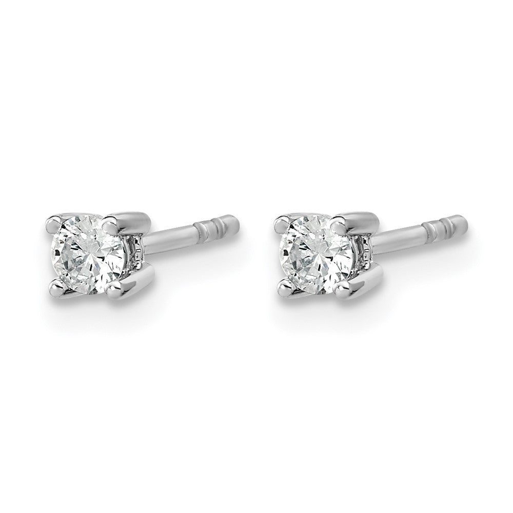 14k White Gold 1/5 carat Lab Grown Diamond VS+ F+ Round Complete Four Prong Heavyweight Stud Earrings