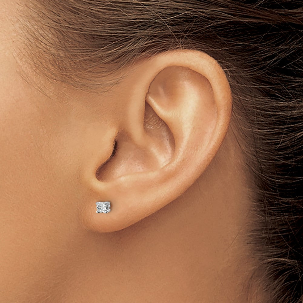 14k White Gold 1/5 carat Certified Lab Grown Diamond VS/SI+ G+ Round Complete Four Prong Heavyweight Stud Earrings