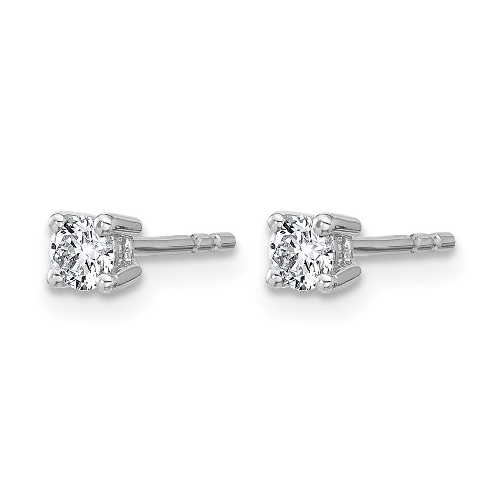 14k White Gold 1/4 carat Lab Grown Diamond VS+ F+ Round Complete Four Prong Heavyweight Stud Earrings