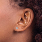 14k White Gold 1/4 carat Certified Lab Grown Diamond VS/SI+ G+ Round Complete Four Prong Heavyweight Stud Earrings