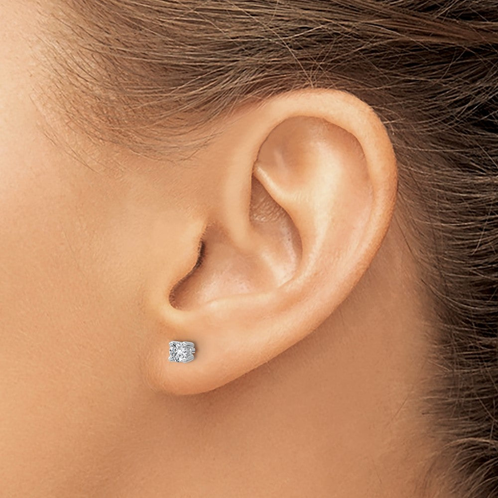 14k White Gold 1/3 carat Lab Grown Diamond VS+ F+ Round Complete Four Prong Heavyweight Stud Earrings
