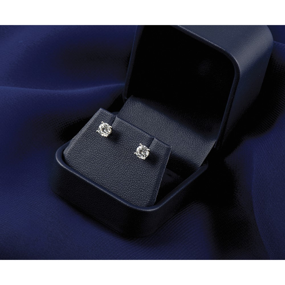14k White Gold 1/3 carat Certified Lab Grown Diamond VS+ F+ Round Complete Four Prong Heavyweight Stud Earrings