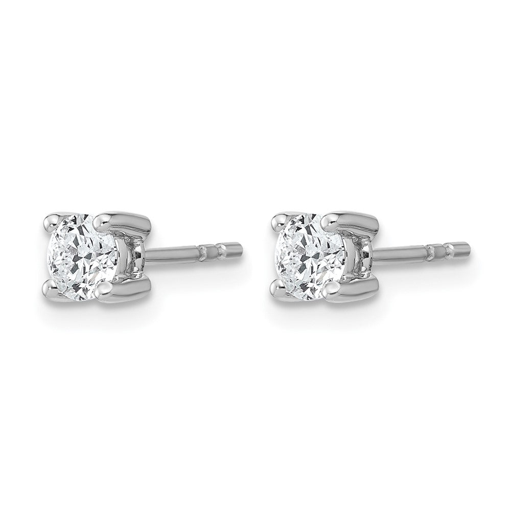 14k White Gold 1/2 carat Certified Lab Grown Diamond VS/SI+ G+ Round Complete Four Prong Heavyweight Stud Earrings
