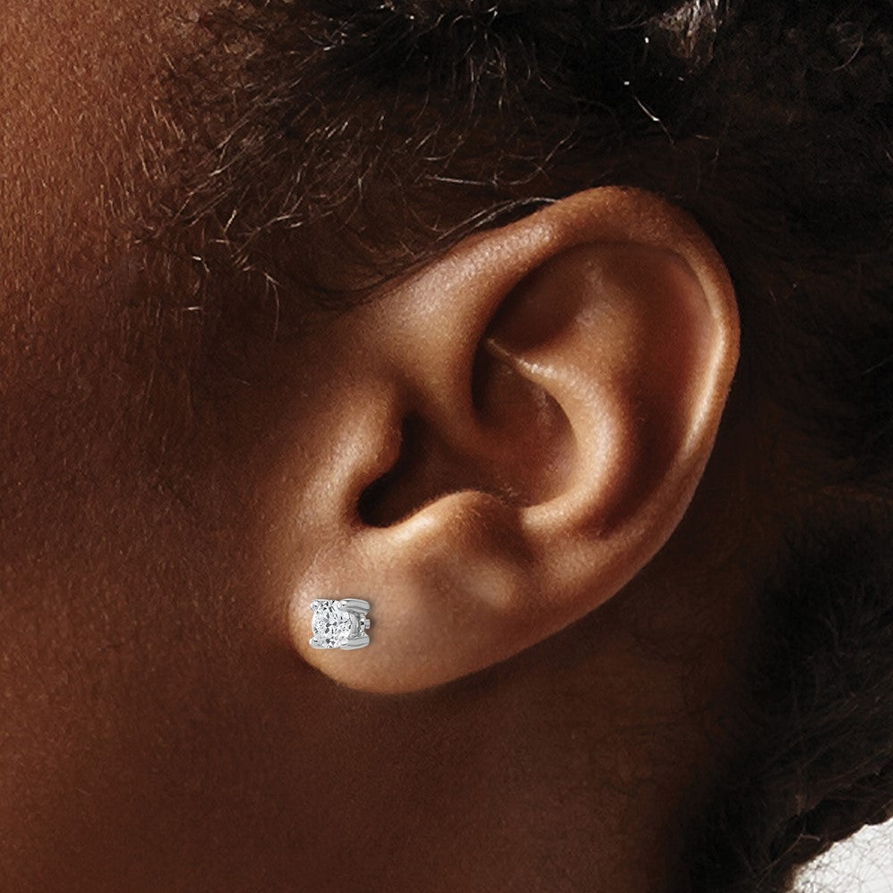 14k White Gold 1/2 carat Certified Lab Grown Diamond VS/SI+ G+ Round Complete Four Prong Heavyweight Stud Earrings