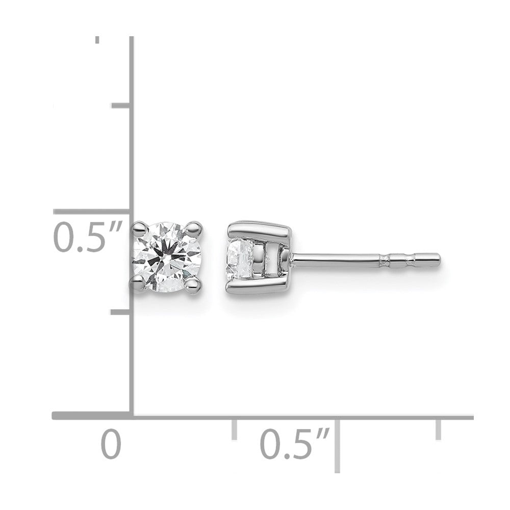 14k White Gold 1/2 carat Certified Lab Grown Diamond VS+ F+ Round Complete Four Prong Heavyweight Stud Earrings