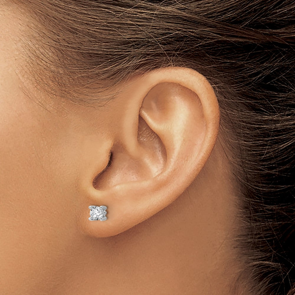 14k White Gold 5/8 carat Certified Lab Grown Diamond VS/SI+ G+ Round Complete Four Prong Heavyweight Stud Earrings