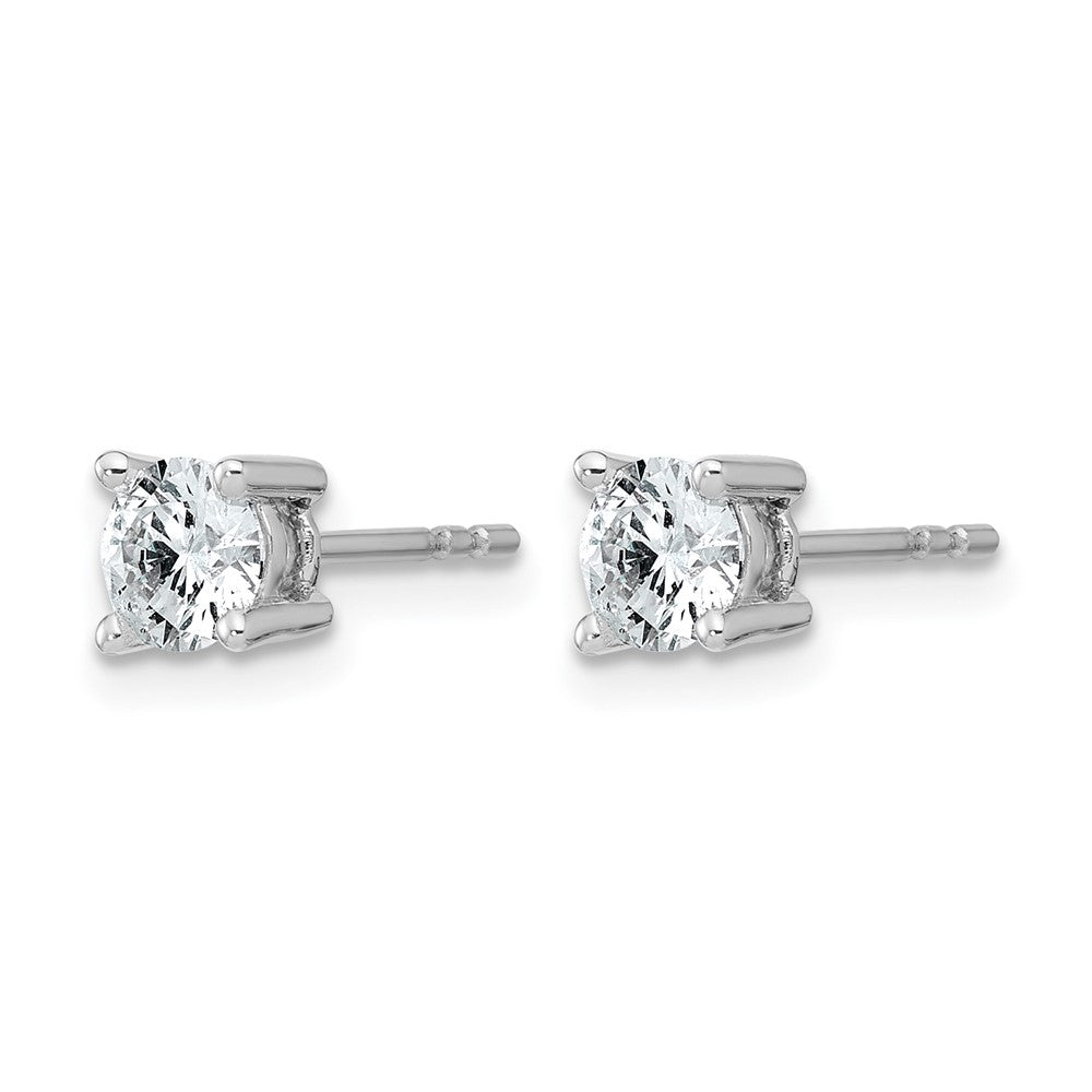 14k White Gold 3/4 carat Lab Grown Diamond VS+ F+ Round Complete Four Prong Heavyweight Stud Earrings