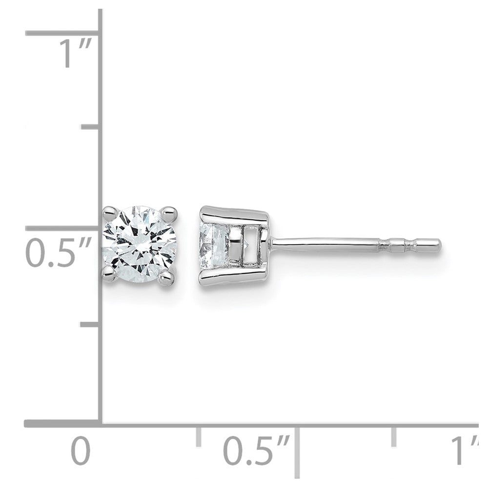 14k White Gold 3/4 carat Lab Grown Diamond VS+ F+ Round Complete Four Prong Heavyweight Stud Earrings