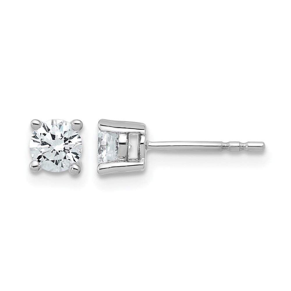 14k White Gold 3/4 carat Lab Grown Diamond VS+ F+ Round Complete Four Prong Heavyweight Stud Earrings