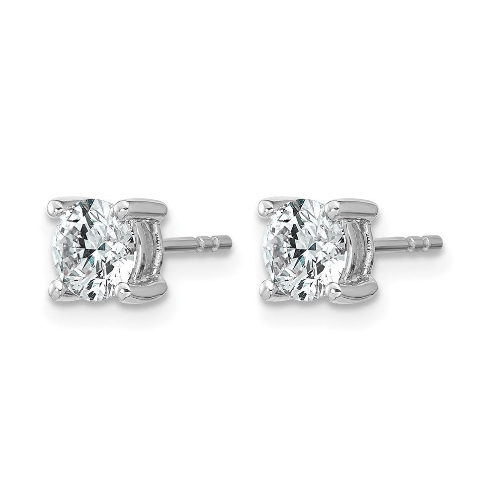 14k White Gold 1 carat Lab Grown Diamond VS+ F+ Round Complete Four Prong Heavyweight Stud Earrings