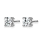14k White Gold 1 carat Lab Grown Diamond VS+ F+ Round Complete Four Prong Heavyweight Stud Earrings